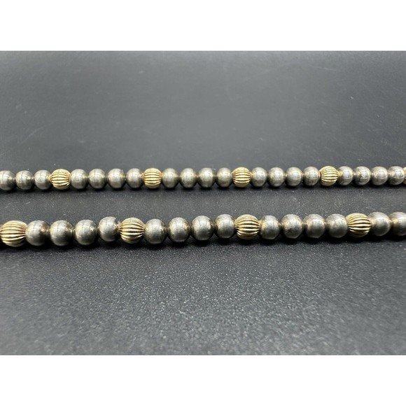 Signed Dobbs Sterling Silver & 14K Bead  Necklace 18” [9 grams] - Picture 5 of 8